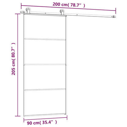 Porta Scorrevole con Ferramenta 90x205cm Vetro ESG Alluminio | homemem39