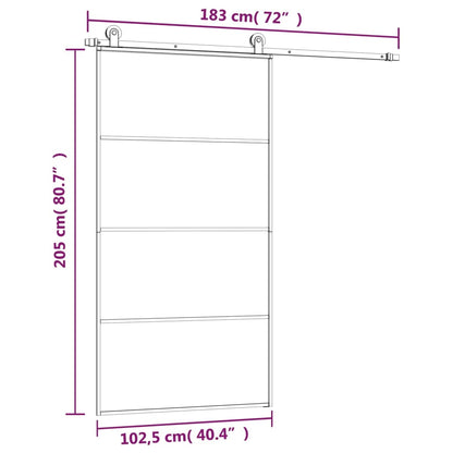 Porta Scorrevole con Ferramenta 102,5x205cm Vetro ESG Alluminio | homemem39