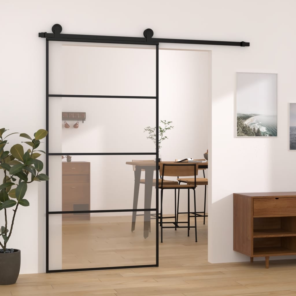 Porta Scorrevole con Ferramenta 102,5x205cm Vetro ESG Alluminio | homemem39