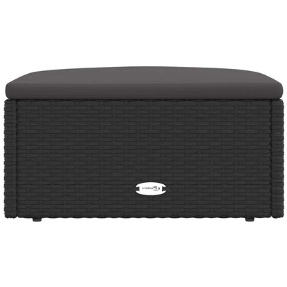 Poggiapiedi da Giardino con Cuscino in Polyrattan Nero - homemem39