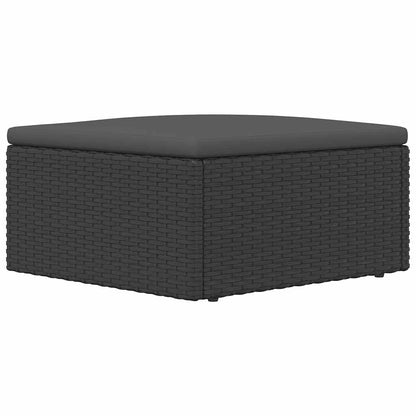 Poggiapiedi da Giardino con Cuscino in Polyrattan Nero - homemem39