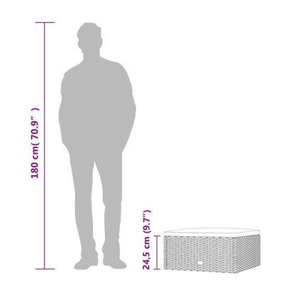 Poggiapiedi da Giardino con Cuscino in Polyrattan Nero - homemem39