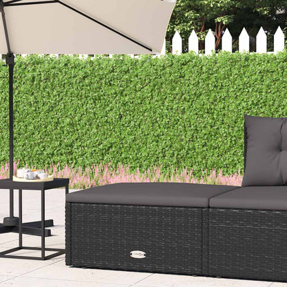 Poggiapiedi da Giardino con Cuscino in Polyrattan Nero - homemem39