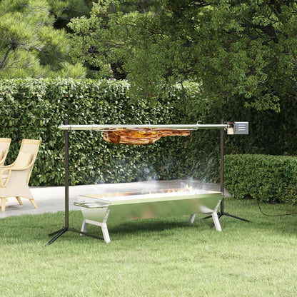 Vassoio per Barbecue Argento 118x42x30,5 cm Acciaio Inox | homemem39