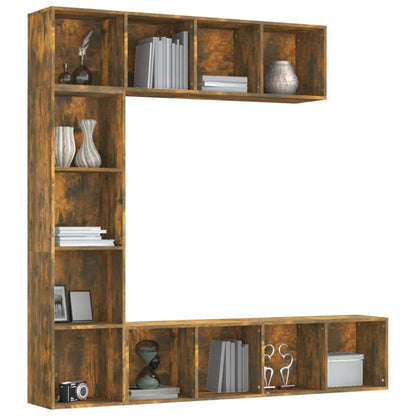 Set Mobili Libreria / Porta TV 3 pz Rovere Fumo 180x30x180 cm | homemem39