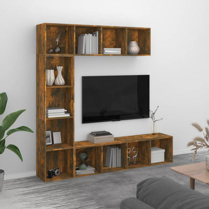 Set Mobili Libreria / Porta TV 3 pz Rovere Fumo 180x30x180 cm | homemem39