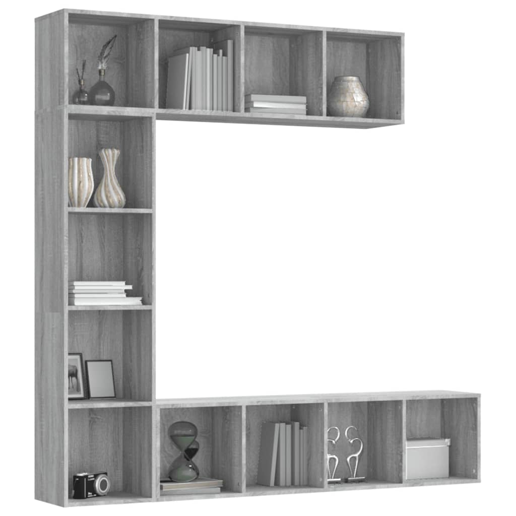 Set Mobili Libreria / Porta TV 3 pz Grigio Sonoma 180x30x180 cm | homemem39