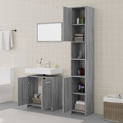 Set Mobili da Bagno 3 pz Grigio Sonoma in Legno Multistrato | homemem39