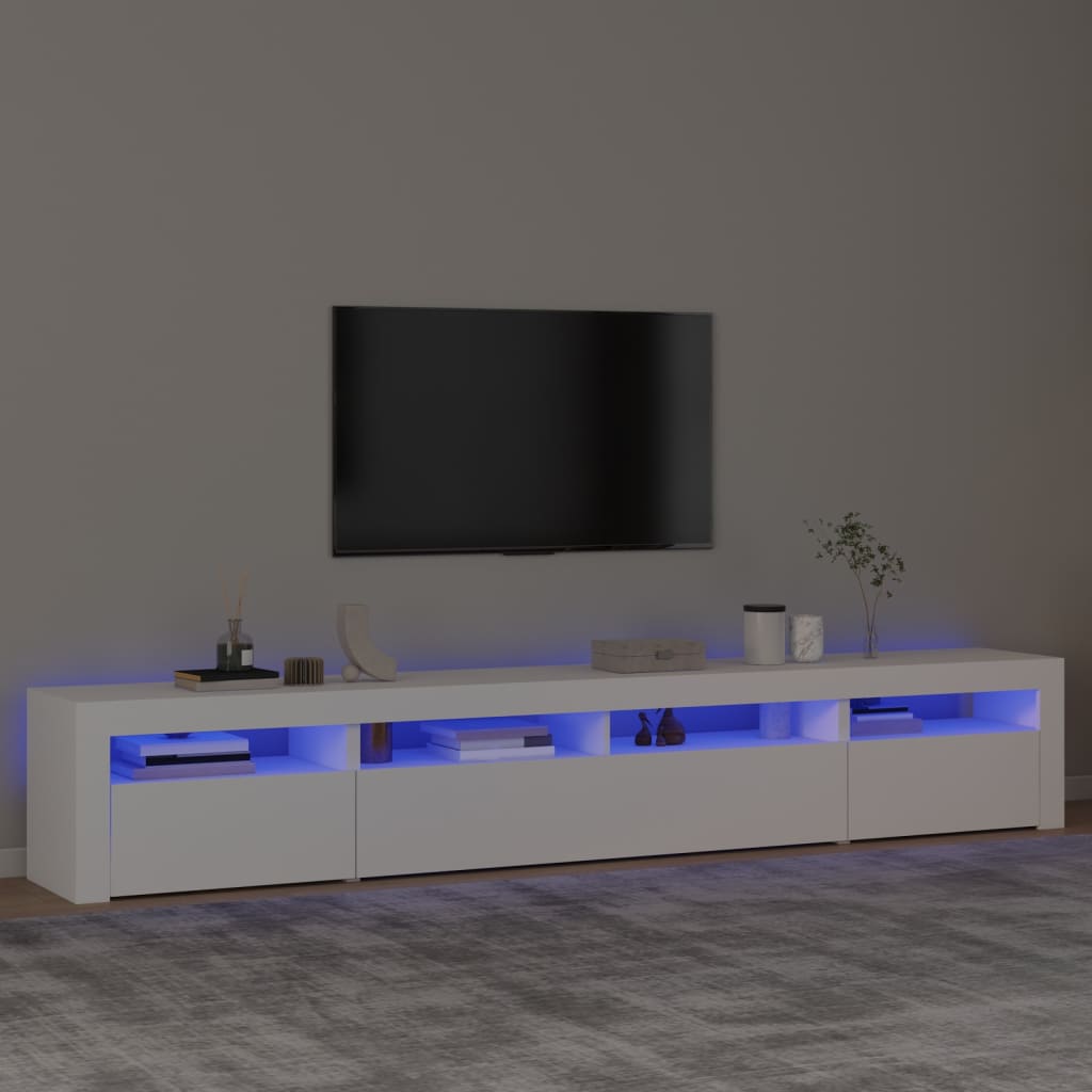 Mobile Porta TV con Luci LED Bianco 240x35x40 cm - homemem39