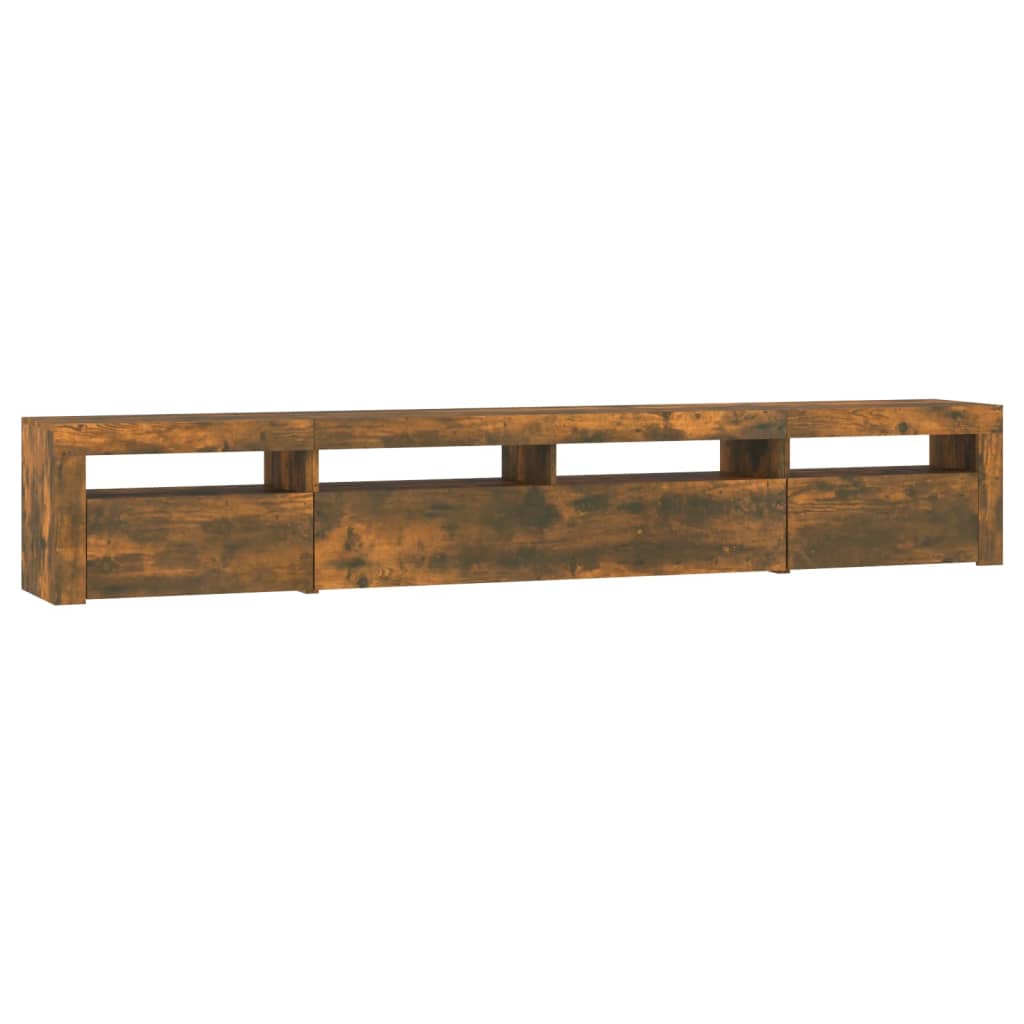 Mobile Porta TV con Luci LED Rovere Fumo 240x35x40 cm