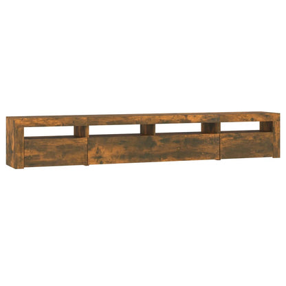 Mobile Porta TV con Luci LED Rovere Fumo 240x35x40 cm