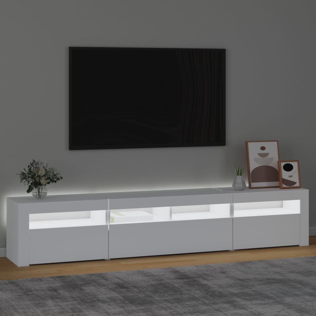 Mobile Porta TV con Luci LED Bianco 210x35x40 cm - homemem39