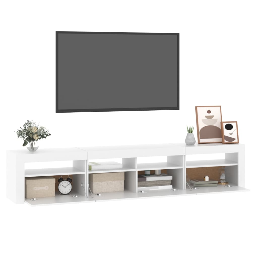 Mobile Porta TV con Luci LED Bianco 210x35x40 cm - homemem39