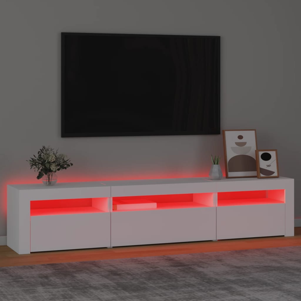 Mobile Porta TV con Luci LED Bianco 195x35x40 cm - homemem39