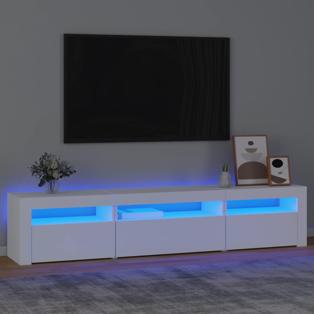 Mobile Porta TV con Luci LED Bianco 195x35x40 cm - homemem39