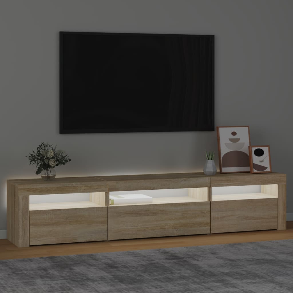 Mobile Porta TV con Luci LED Rovere Sonoma 195x35x40 cm - homemem39