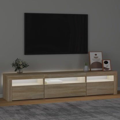 Mobile Porta TV con Luci LED Rovere Sonoma 195x35x40 cm - homemem39