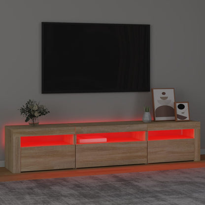 Mobile Porta TV con Luci LED Rovere Sonoma 195x35x40 cm - homemem39