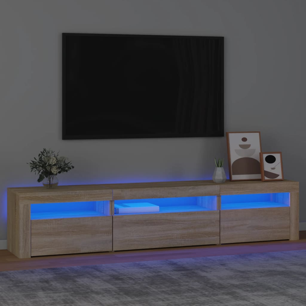 Mobile Porta TV con Luci LED Rovere Sonoma 195x35x40 cm - homemem39
