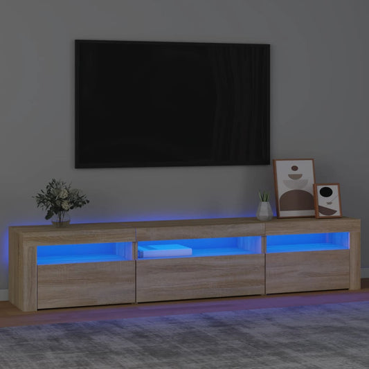 Mobile Porta TV con Luci LED Rovere Sonoma 195x35x40 cm - homemem39
