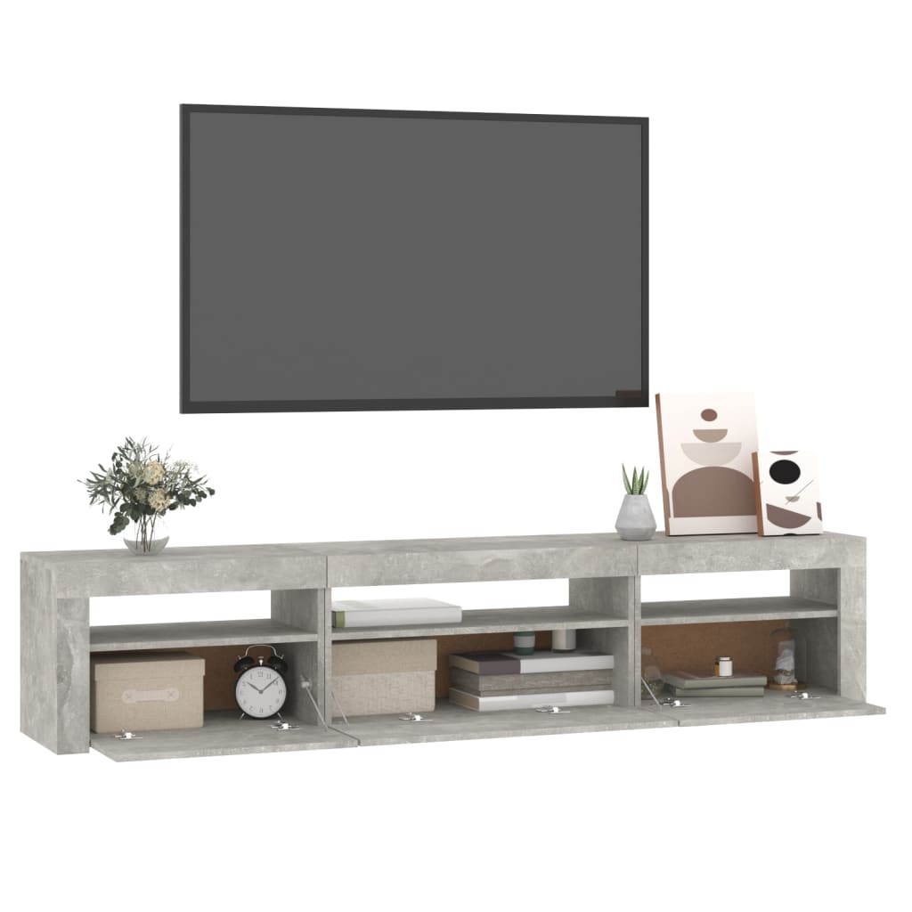 Mobile Porta TV con Luci LED Grigio Cemento 195x35x40 cm - homemem39