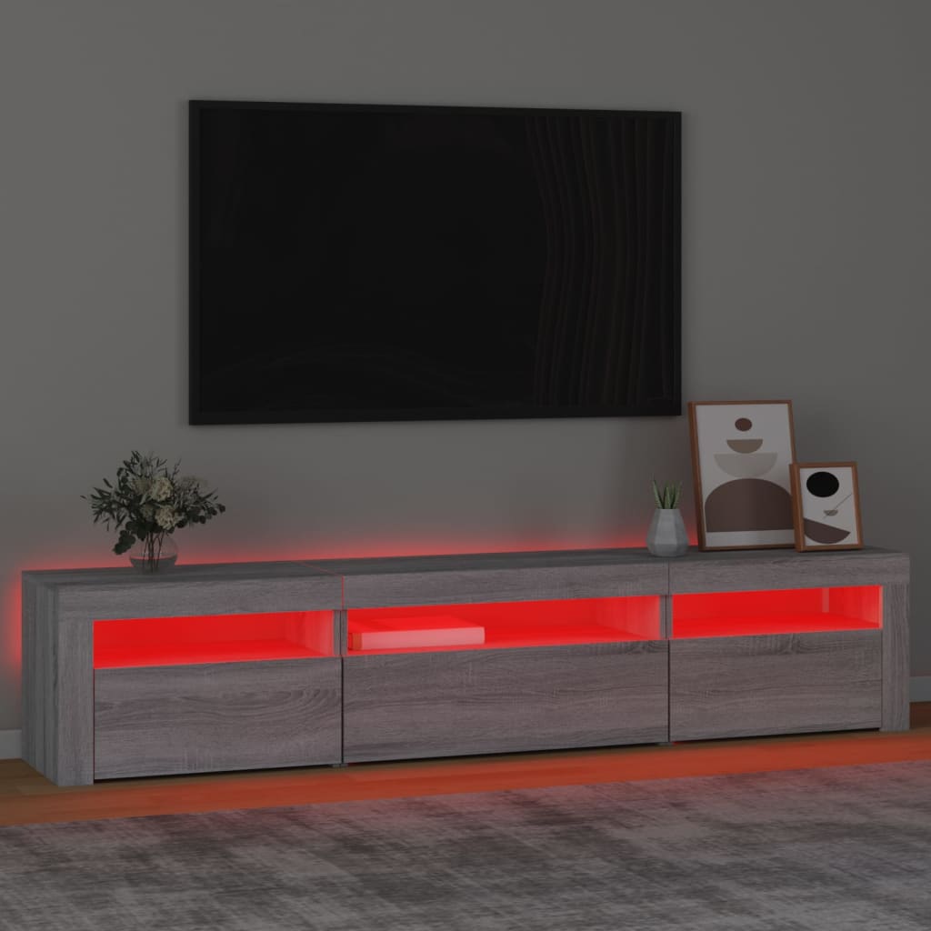 Mobile Porta TV con Luci LED Grigio Sonoma 195x35x40 cm - homemem39