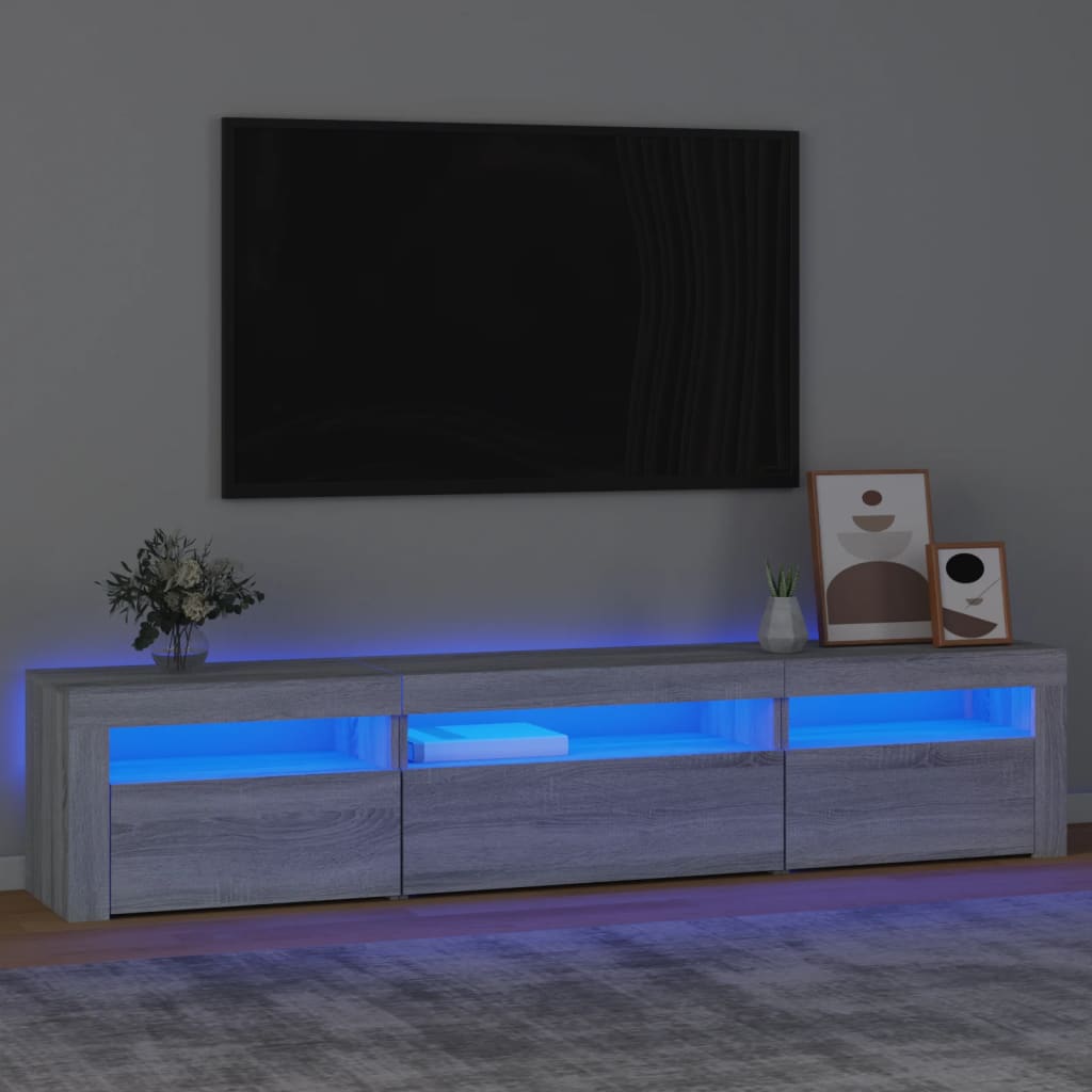Mobile Porta TV con Luci LED Grigio Sonoma 195x35x40 cm - homemem39