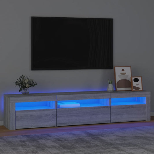 Mobile Porta TV con Luci LED Grigio Sonoma 195x35x40 cm - homemem39