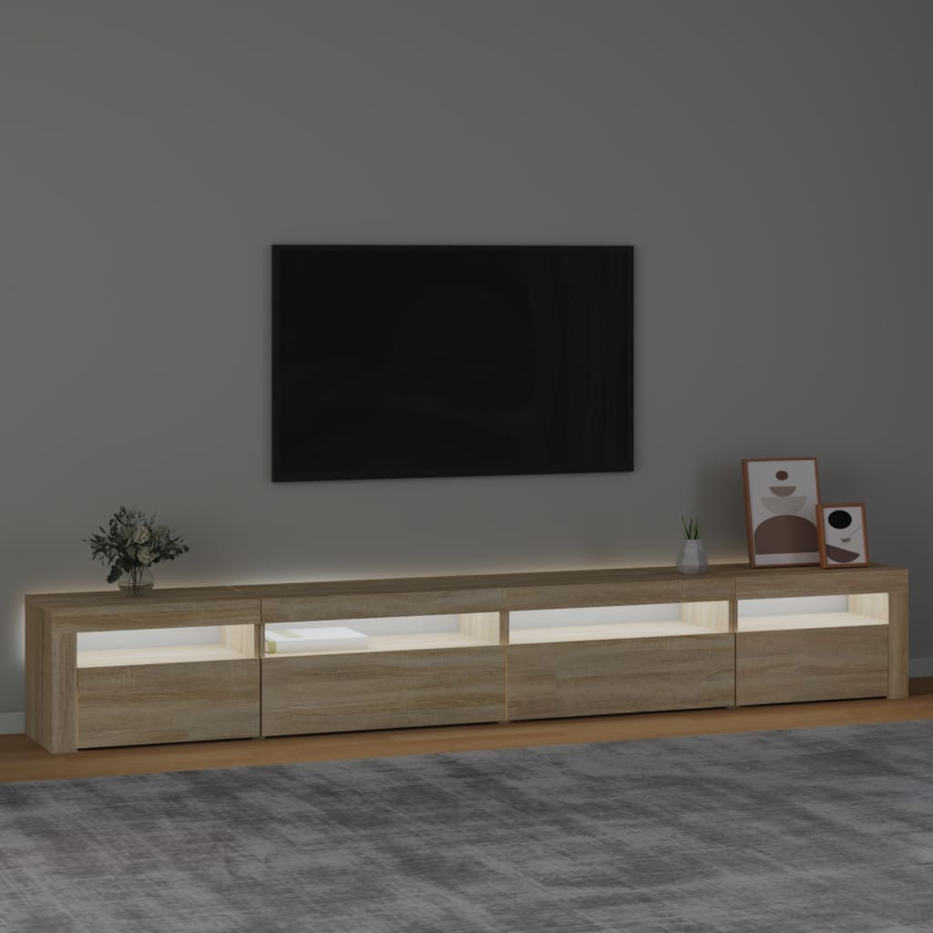 Mobile Porta TV con Luci LED Rovere Sonoma 270x35x40 cm - homemem39