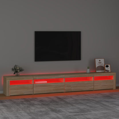 Mobile Porta TV con Luci LED Rovere Sonoma 270x35x40 cm - homemem39