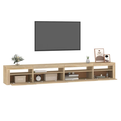 Mobile Porta TV con Luci LED Rovere Sonoma 270x35x40 cm - homemem39