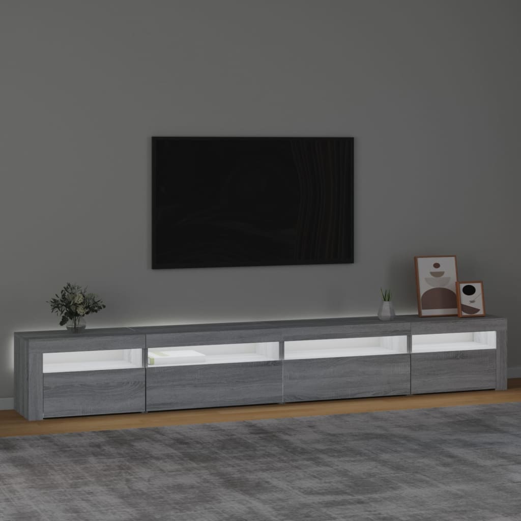 Mobile Porta TV con Luci LED Grigio Sonoma 270x35x40 cm - homemem39