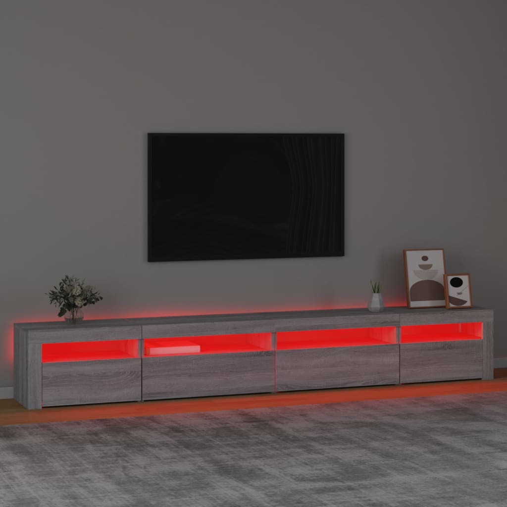 Mobile Porta TV con Luci LED Grigio Sonoma 270x35x40 cm - homemem39