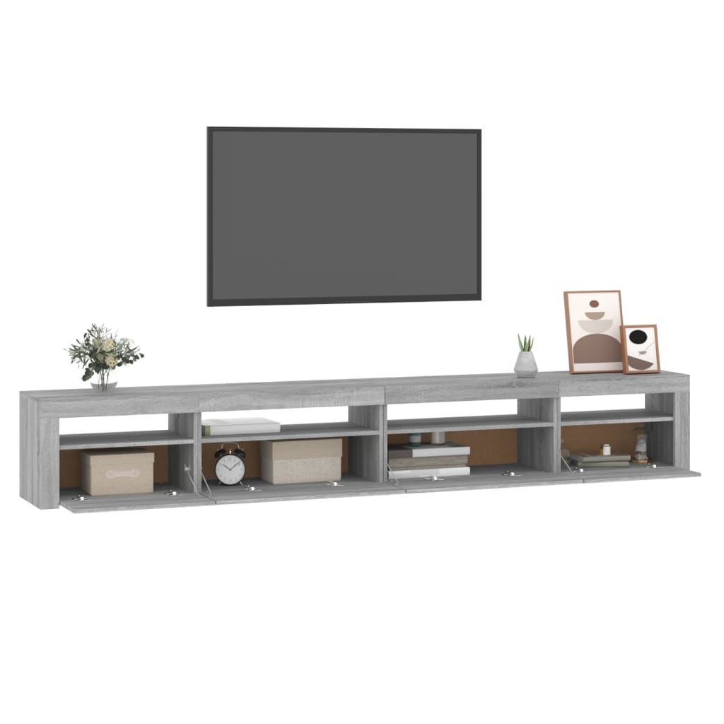 Mobile Porta TV con Luci LED Grigio Sonoma 270x35x40 cm - homemem39