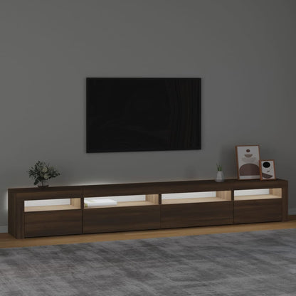 Mobile Porta TV con Luci LED Rovere Marrone 270x35x40 cm