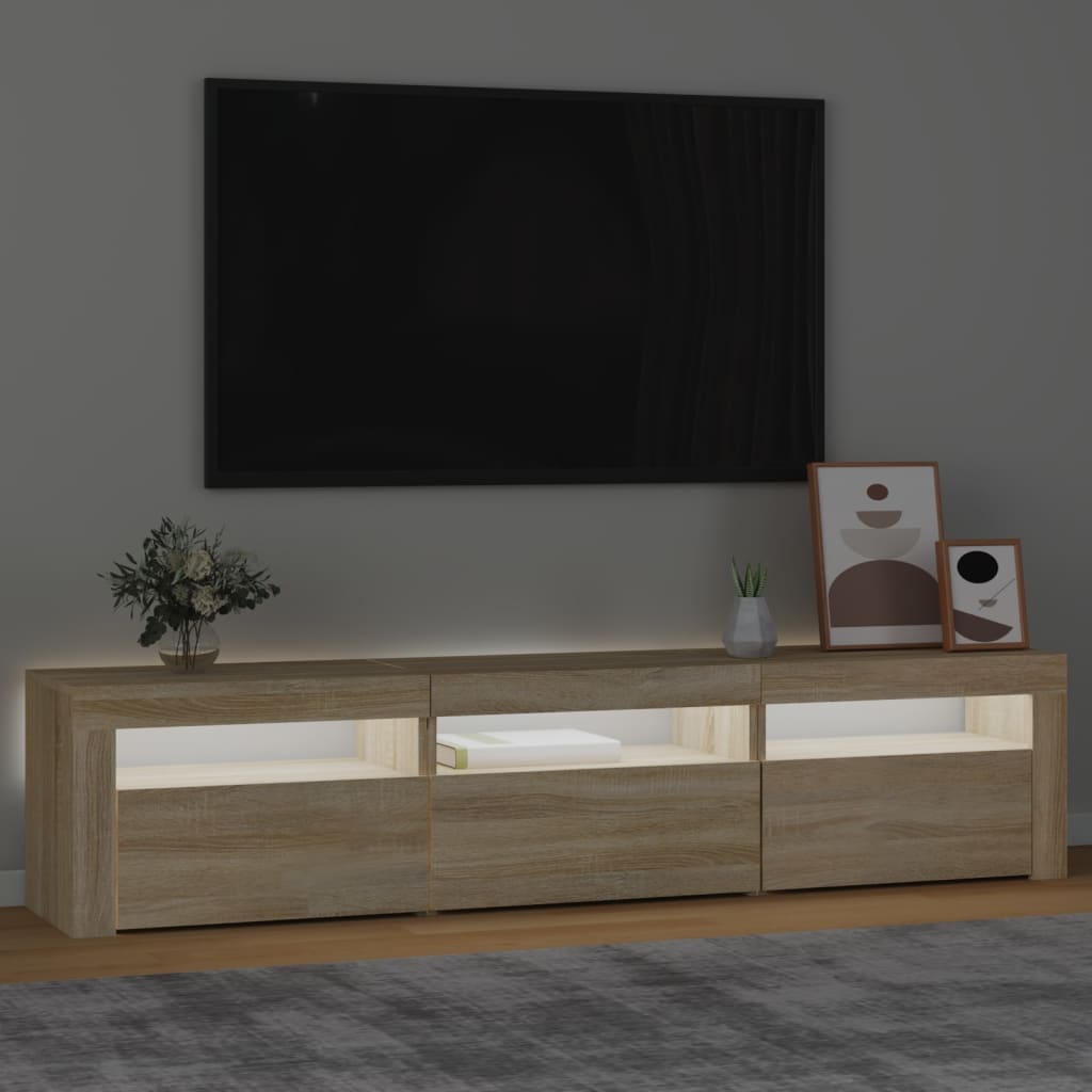 Mobile Porta TV con Luci LED Rovere Sonoma 180x35x40 cm - homemem39