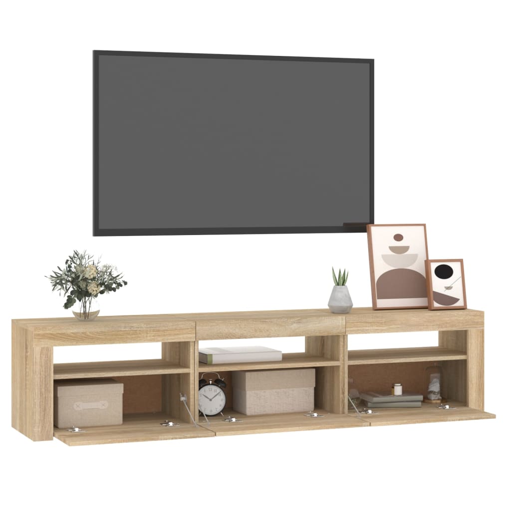 Mobile Porta TV con Luci LED Rovere Sonoma 180x35x40 cm - homemem39