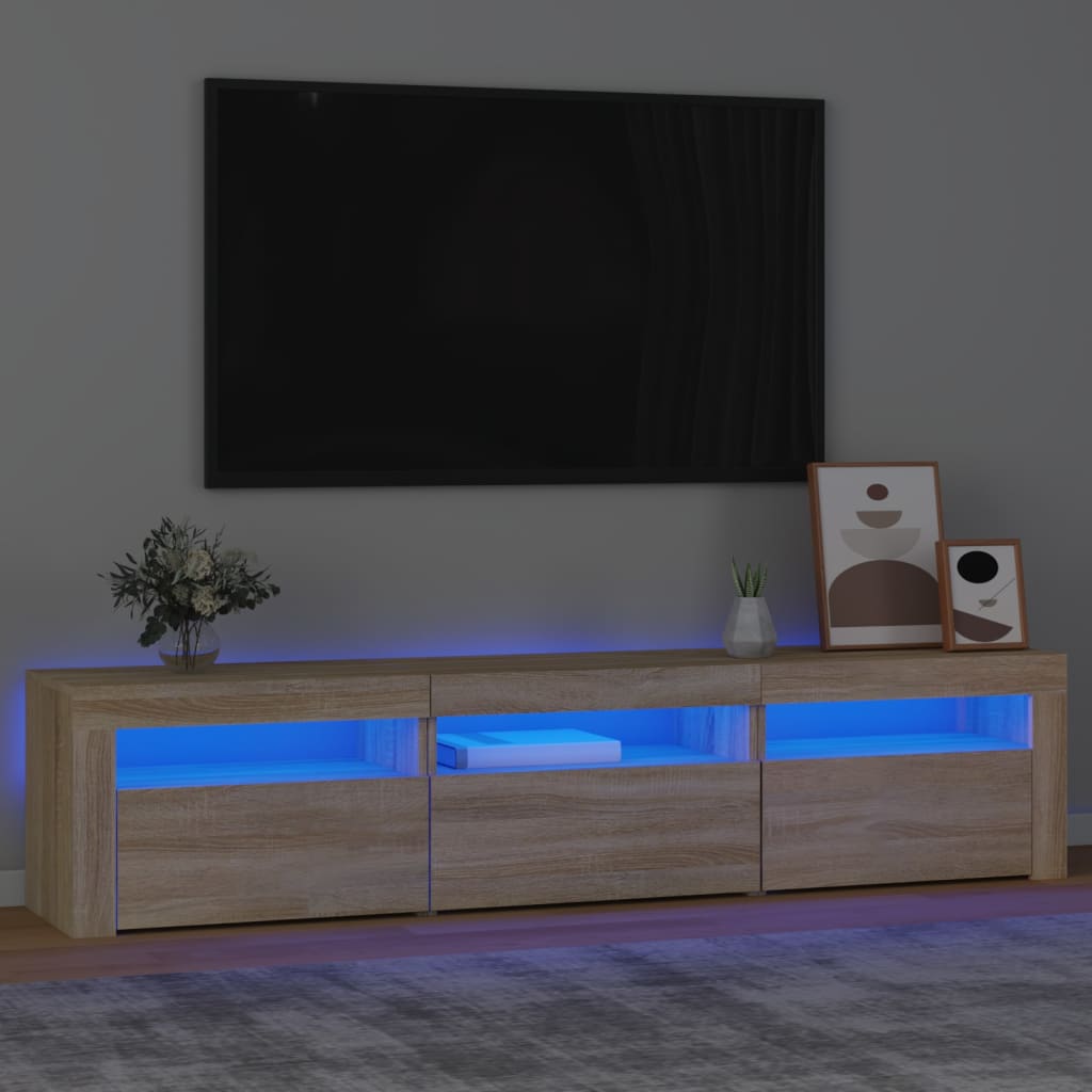 Mobile Porta TV con Luci LED Rovere Sonoma 180x35x40 cm - homemem39