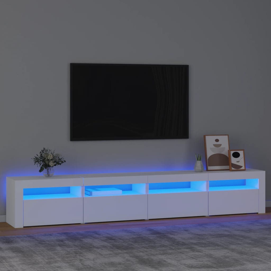 Mobile Porta TV con Luci LED Bianco 240x35x40 cm - homemem39
