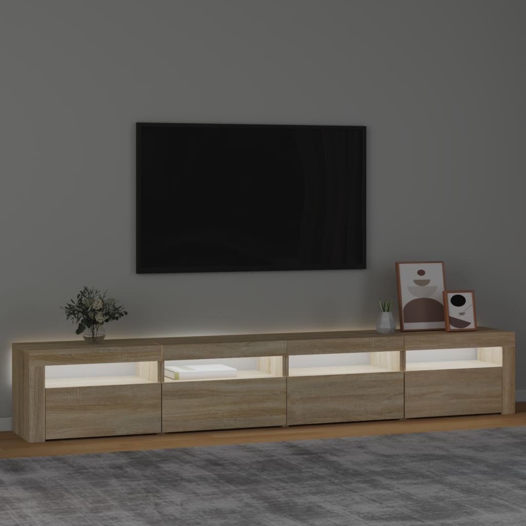 Mobile Porta TV con Luci LED Rovere Sonoma 240x35x40 cm - homemem39