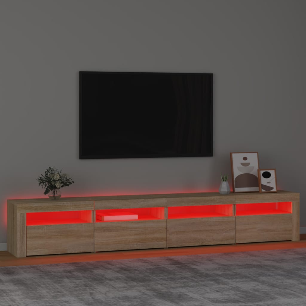 Mobile Porta TV con Luci LED Rovere Sonoma 240x35x40 cm - homemem39