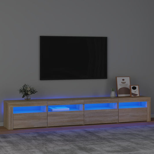 Mobile Porta TV con Luci LED Rovere Sonoma 240x35x40 cm - homemem39