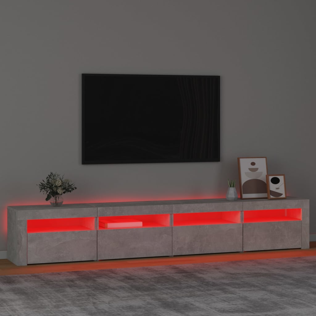Mobile Porta TV con Luci LED Grigio Cemento 240x35x40 cm - homemem39