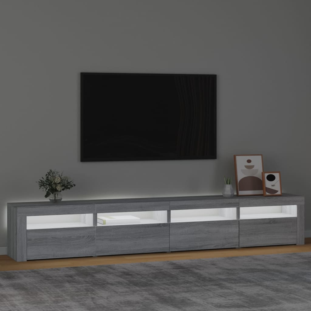 Mobile Porta TV con Luci LED Grigio Sonoma 240x35x40 cm - homemem39
