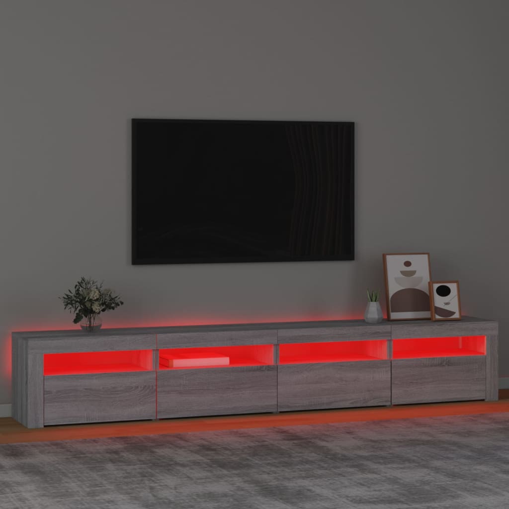Mobile Porta TV con Luci LED Grigio Sonoma 240x35x40 cm - homemem39