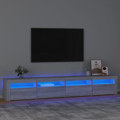 Mobile Porta TV con Luci LED Grigio Sonoma 240x35x40 cm - homemem39