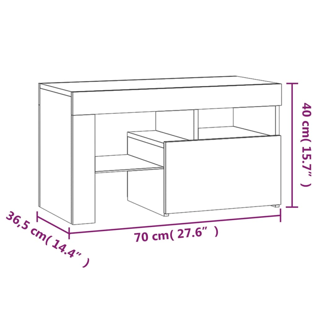 Comodini 2 pz con Luci a LED Bianchi 70x36,5x40 cm | homemem39