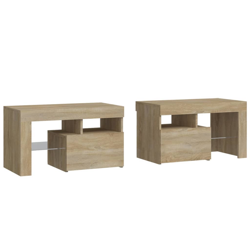 Comodini 2 pz con Luci a LED Rovere Sonoma 70x36,5x40 cm | homemem39