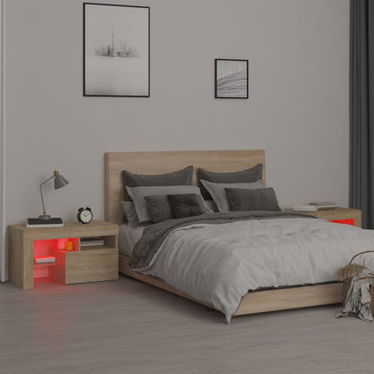 Comodini 2 pz con Luci a LED Rovere Sonoma 70x36,5x40 cm | homemem39