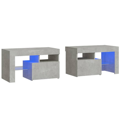 Comodini 2 pz con Luci a LED Grigi Cemento 70x36,5x40 cm | homemem39